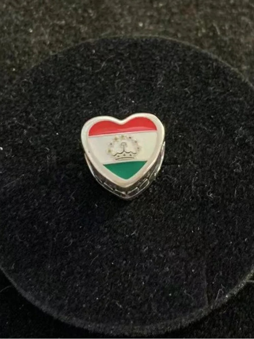 Pandora Heart Enamel Charm - Red White Green